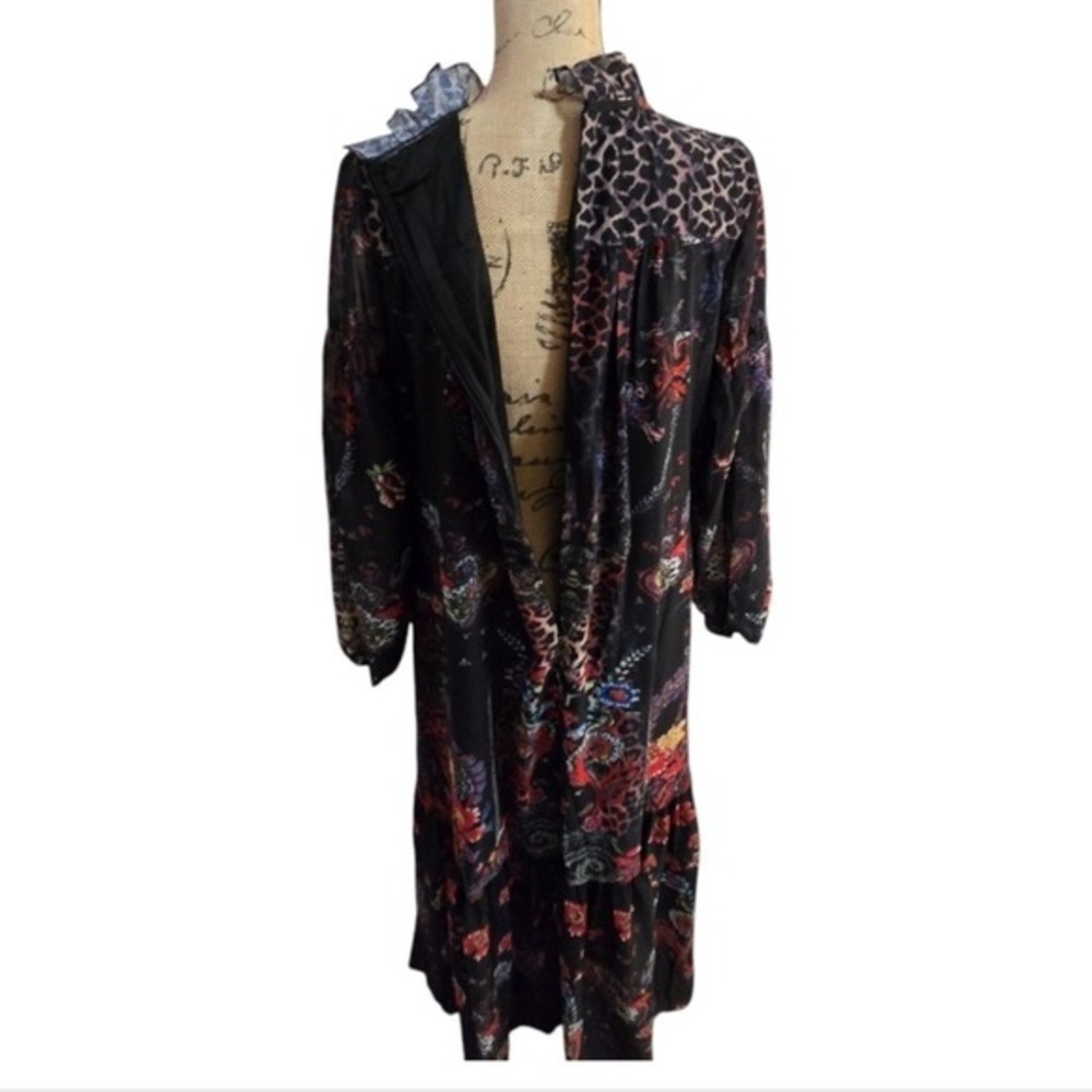 Dalia Macphee Black and Floral Peasant Boho Long Sleeve Maxi Dress Size Large Ne - Picture 6 of 12